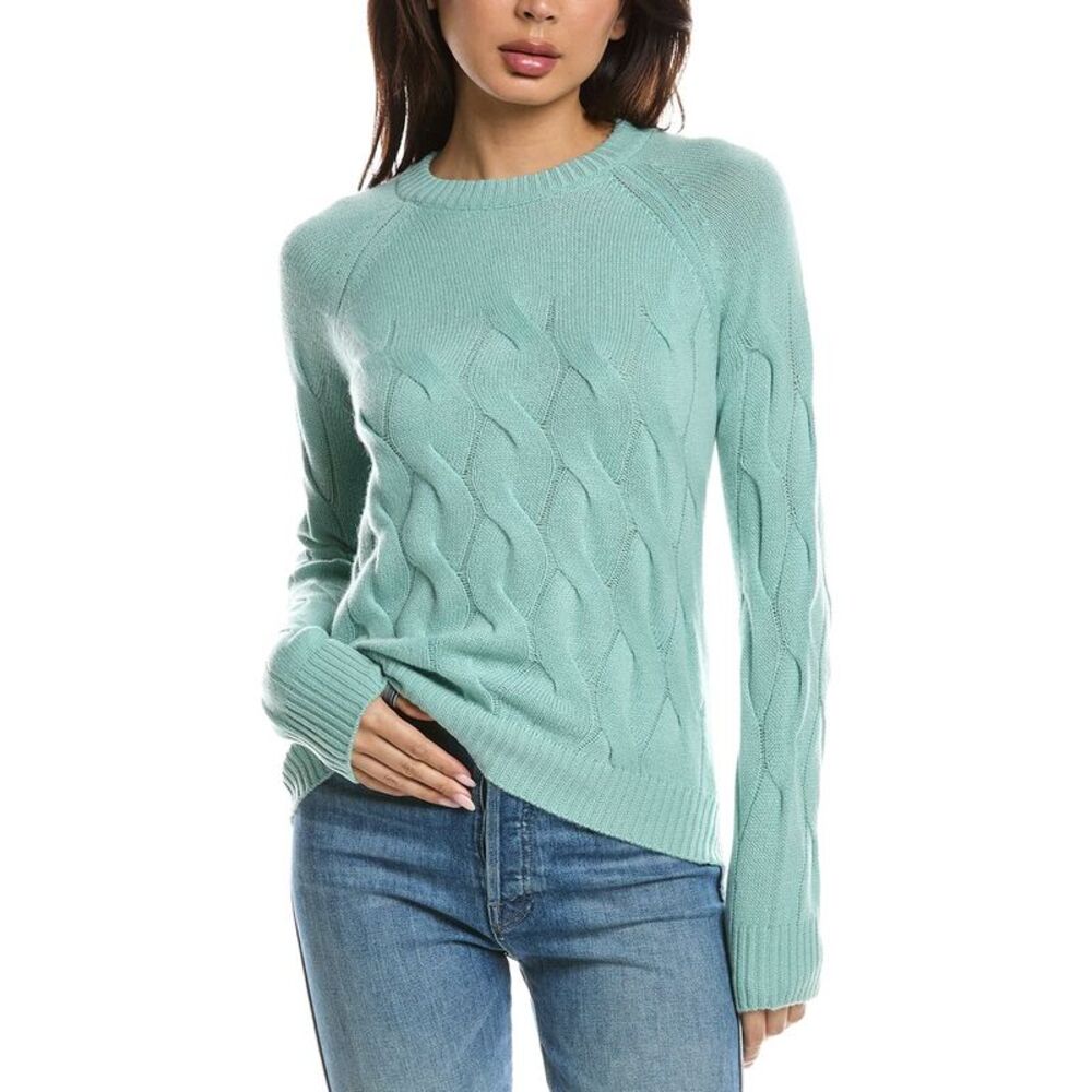 Forte Cashmere Womens Wandering Cable Crewneck 100% Cashmere Sweater